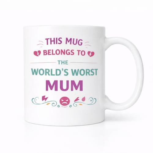 Brew Crew Gifts World's Worst Mum Funny Ceramic Mug, White, 11oz, Dishwasher & Microwave Safe, Birthday Joke Present, Gift