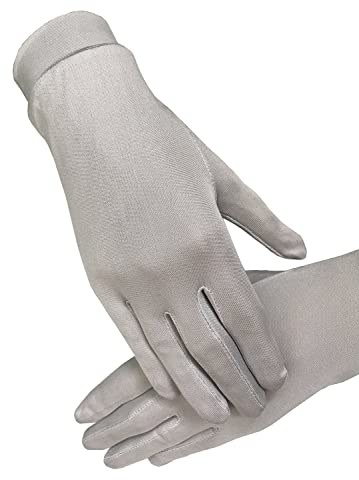 LSHARON Thermo-Handschuhe aus 100 % Maulbeerseide für Ski, Fahrrad, Fahrrad, silber, M