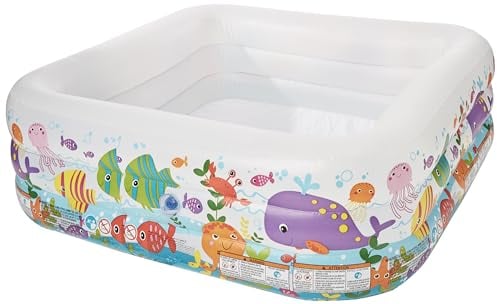 Intex 57471NP Clearview Aquarium Inflatable Pool, Kids Outdoor square-shaped Swimming Pool, Multi-Colour, Measures 160 x 160 x 50 cm, Suitable for ages 3 and above