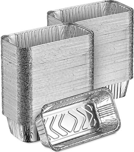 MontoPack Aluminum Disposable Loaf Pans | Deep Standard Size 8.5” x 4.5” Extra Thick Foil Bread Containers for Baking, Food Storage & Takeout | Eco-Friendly & Recyclable | Bulk 100-Pack 2 Pound Trays