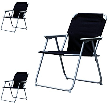 3 Stück Campingstuhl Faltstuhl Stoff Oxfort Schwarz Klappstuhl Anglerstuhl Regiestuhl Angelstuhl Metall B 53 x T 46 x H 74 cm