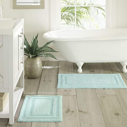Tommy Bahama, Badezimmerteppiche, Baumwoll-Badematte, sehr saugfähig, Küsteninspiriertes Design (Isla-Türkis, 2 Stück)