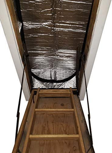 Attic Stairs Insulation Cover for Pull Down Stair 25 x 54 x 11- Extra Thick Fire Proof Attic Cover Stairway Insulator with Easy Installation, Low-dip Entrance and Tear Resistant Zipper by Miloo