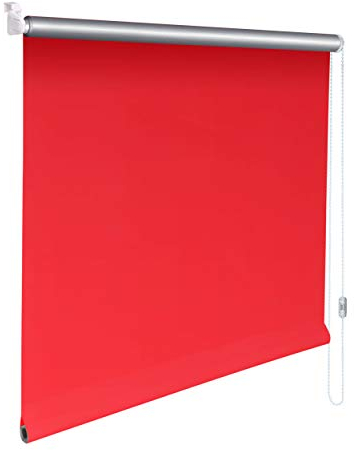 Sonnenschutz-HH® - Mini Thermo Verdunkelungsrollo Thermorollo Minirollo Rollo KLEMMFIX Seitenzugrollo Kettenzugrollo inkl. Klemmträger ohne Bohren - Außenmaß Breite 125 x 160 cm Höhe - rot/signalrot