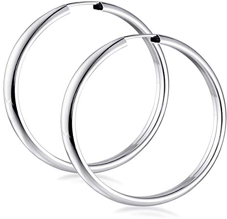 Materia Breite Creolen Silber 925 Damen - 40mm Kreolen Ohrringe rund für Frauen Teenager mit Schmuck Etui SO-131
