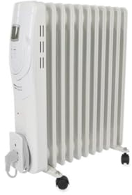 Perel Radiatore a olio 2500W con 11 alette, 3 impostazioni di calore, display LCD, timer, termostato regolabile, maniglia, ruote e avvolgicavo, protezione contro il surriscaldamento e il ribaltamento,