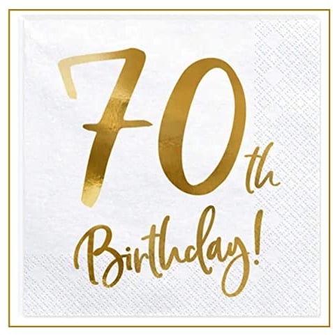 20er Pack hochwertige Servietten 70. Geburtstag Servietten 70 Geburtstag Feier 70 Jahre Papier Servietten Zahl 70 Gold
