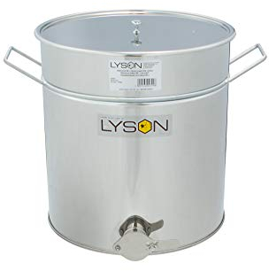 LYSON Abfüllbehälter 50l (ca. 70 kg) für Honig Abfülleimer mit rostfreiem Quetschhahn, Edelstahl Absetzbehälter zum Honigaufbewaren mit Deckel und Griffen- TYPE (304) Hobbock Abfüllkübel