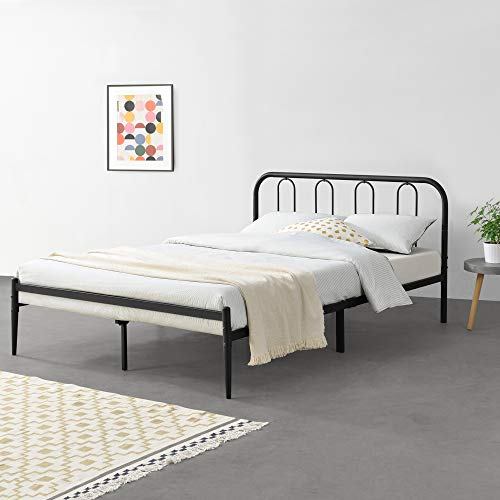 [en.casa] Metallbett 160 x 200cm Schwarz Stahlrahmen Doppelbett Ehebett Bettgestell