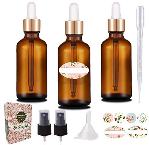 3Pcs 30ml Pipettenflasche Tropfflasche aus Braunglas Set - Dunkel kleine Glasgefäße als Apothekerflaschen Inklusive Hilfszubehör (Bambus Tropfer Bernstein)