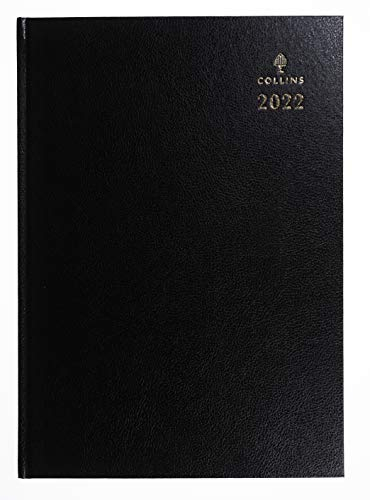 Collins Desk Terminplaner 2022, A4, 2 Seiten pro Tag, Schwarz