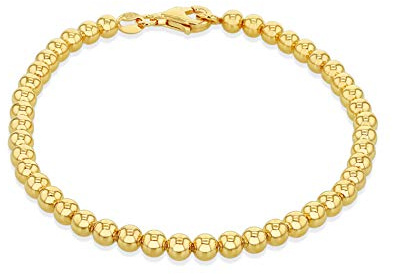 Tuscany Silver Damen-Armband Kugelkette Gelbgold-beschichtet 4mm 19cm