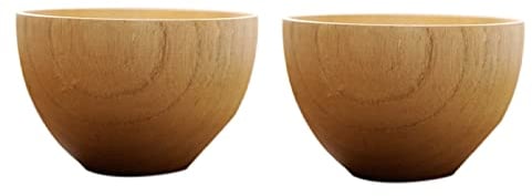 Japanische Holz Reisschale Suppenschale Salatschüssel, 2er-Set Rund Holz Schüssel Salat- Und Obstschale Holzschale, Ramen Schüssel Set Für Salat, Reis, Nudel, Suppen, Desserts, Knabbereien