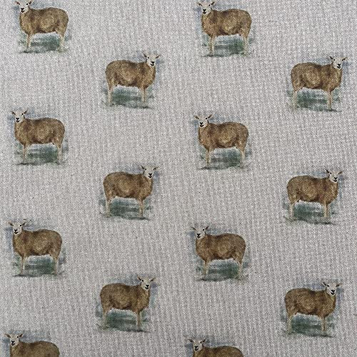 Stoff mit Tier-Digitaldruck, Baumwolle, Leinenoptik, für Vorhänge, Jalousien, Basteltaschen, Nähen, Quilten, Patchwork und Polstermöbel, 140 cm breit, Meterware (Farm Sheep)