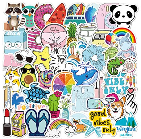Aufkleber,50 Stück Aesthetic Sticker Decals Aufkleber Auto Trendy Wasserdicht Vinyl Stickers für Erwachsene Kinder（style A）