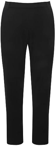 Ulla Popken Damen große Größen Übergrößen Plus Size Chino Rena, teilelastischer Bund, konisches Bein schwarz 64 793973100-64