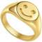 Joliernelle Sigelring Damen Edelstahl Ring Gold Smiley Glückliches Geschenk Größe 52
