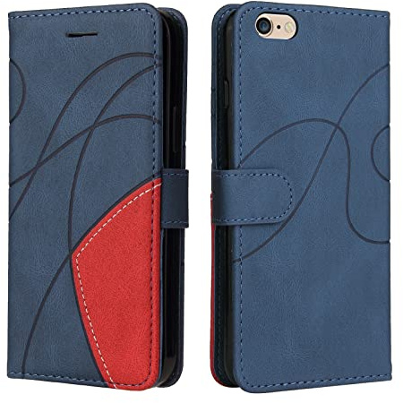 Fatcatparadise Cover per iPhone 6S Plus /6 Plus (5,5 Pollici), Flip Caso in PU Pelle Case Cover Libro Portafoglio Protettiva Custodia con TPU Antiurto,[Kickstand][Slot per Schede][Magnetica] (Blu)