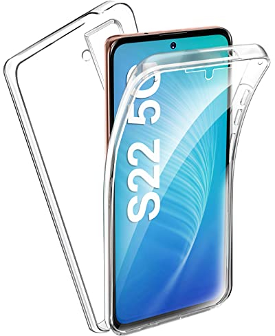 AROYI Schutzhülle kompatibel mit Samsung Galaxy S22 5G, transparent, Silikon, TPU-Gel und PC, Hartschale, 360 Grad, stoßfest, Full Body Schutzhülle für Samsung S22 5G, transparent