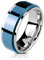 Paula & Fritz® Ring Damen Spinning Center 316L Chirurgenstahl Größe 59 (18,8) Silber Blau 8-mm Breit Herren-Ring Partnerring Ehering Bandring Verlobung