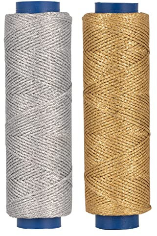 Shelver Hilo encerado dorado y plateado para manualidades, cordón encerado de 1 mm para bisutería, cuerda dorada y plateada para bolas de Navidad, adornos, etiquetas de regalo, 200 metros