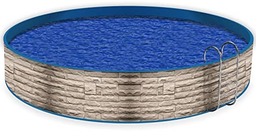 Wallario Pool Verkleidung mit Motiv ohne Ösen, Umrandung Dekoration, Motiv Steinwand grau-braun, Größe Höhe 80 cm x L 10m