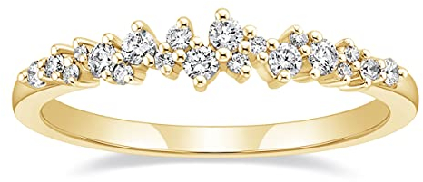 Titaniumcentral Ringe Damen Vorsteckring Schmal Schlicht Rosegold Gold Silber Zirkonia Verlobungsringe Eheringe Partnerringe (Gelbgold,61 (19.4))