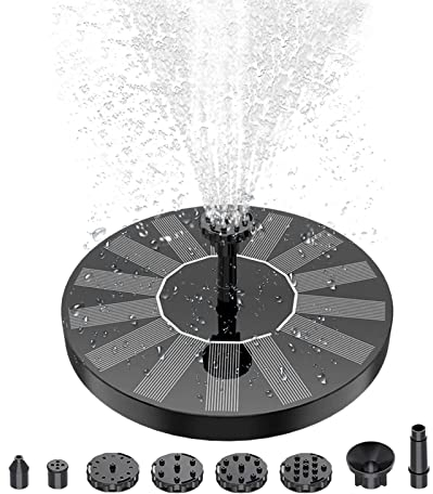Andoer Solar Springbrunnen, Solar Teichpumpe mit 6 Effekte Solar Wasserpumpe Solar Schwimmbrunnenpumpe für Gartenteich, Pools, Fischbehälter, Vogelbad, Aquarium