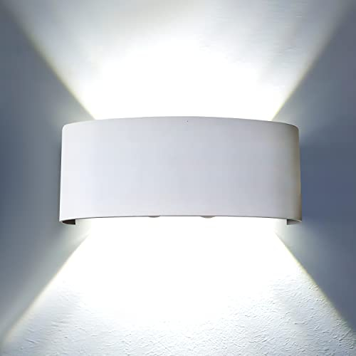 MAKA Applique da Esterno Interno Led da Parete 24W Lampade da Muro Plafoniera Moderna Luci Up Down 2400 Lumen Ip65 Impermeabile Fascio Luce Durata Illuminazione 40 mila ore (Bianco, 6500K)
