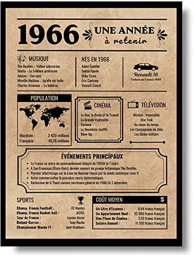 EQUIK PRODUCTS Glückwunschkarte Geburtstag 1966 | Geburtstagsgeschenk | Geburtsjahr 1966 | Vintage Poster | Geburtstag Mann Frau (1966)
