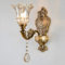 WayLuoung Vintage Floral Wandleuchte, 1 Kopf Kristallglasschirm Wandleuchte Retro-Goldene Bronzefarbe Dekoration Metall-Wandleuchte, Nachttisch Wohnzimmer Restaurant Treppen(E14 Sockel Ohne Glühbirne)