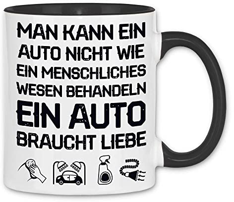 wowshirt Tasse Man Kann Auto Nicht Wie Menschen Behandeln Autoliebhaber Tuning Kfz-Mechaniker, Farbe:White - Black