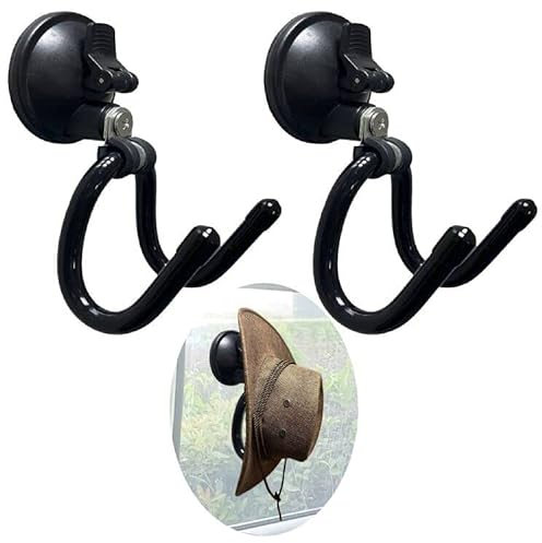 AUXPhome 2Pack Suction Cup Hooks, Hat Storage Organizer Stand Holder Hanger for Car, Shower,Glass Window,Kitchen & Bathroom & Restroom, for Towels,Jacket,Purse,Cowboy hat - No Tools,No Drilling