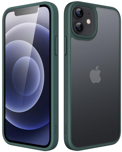 JETech Matt Hülle für iPhone 12 Mini 5,4 Zoll, Stoßfest Militärstandard FallSchutz Handyhülle, Mattierte Durchscheinende Rückseite Schutzhülle, Anti-Fingerabdruck (Dunkelgrün)