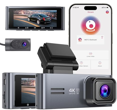 Sarmert 4K Dash Cam Front and Rear M572, 4K+1080P 2CH Dash Camera for Cars, 3.18 IPS Dual Dash Cam' with 5G WiFi 2160P Night Vision 24H Parking Mode 170°Wide G-Sensor Loop Recording USB C Port