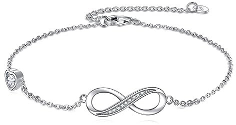 VONALA Infinity Bracelets for Women 925 Sterling Silver with Cubic Zirconia Adjustable Friendship Bracelet Jewellery Birthday Gifts for Her Girlfriend Wife Mom