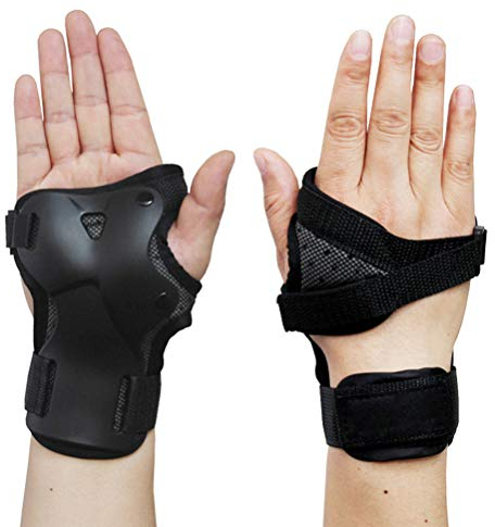 Keenso 1 Paar Stoßfeste Handgelenkschützer, Schutzausrüstung, Handgelenkstütze, Handgelenkstütze für Skaten, Skateboard, Skifahren, Snowboard (Schwarz2)