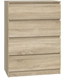 VBChome Kommode mit 4 Schubladen 70 x 40 x 97 cm Eiche Sonoma Grifflose Schubladenkommode Mehrzweckschrank für Flur Schlafzimmer Wohnzimmer Kinderzimmer Modern Eiche Sonoma
