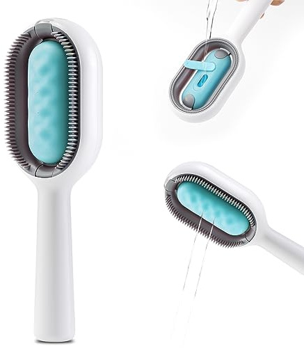 Water Brush for Cats Dogs, 4 in 1 Pet Grooming Bath Brush, 2 in 1 Cleaning Brush Cat, Wet Cat Comb, Pet Hair Removal Comb with Water Tank, Sticky Brush 2.0 (Towels Not Included)
