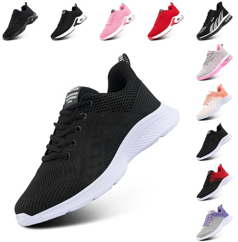 Hitmars Zapatillas de Running Mujer Deportivas Zapatos Ligero Zapatillas de Running Transpirables Gimnasio Sneakers Casual Deportivas Negro EU 40
