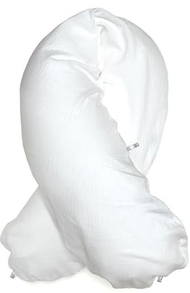 Blausberg Baby - Musselin Stillkissen-BEZUG 190x38cm mit Nestbau-Funktion, z.B. für Das Original von Theraline - Materialien Oeko-TEX Standard Zertifiziert - Made in Germany - Weiss