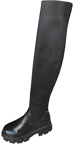 Kobilee Stivali Alti Donna Caldo Lunghi Comodi Sopra Ginocchio Invernali Eleganti Elasticizzati Morbidi Stivaletti Gambale Largo Anfibi con Tacco Curvy Polpaccio