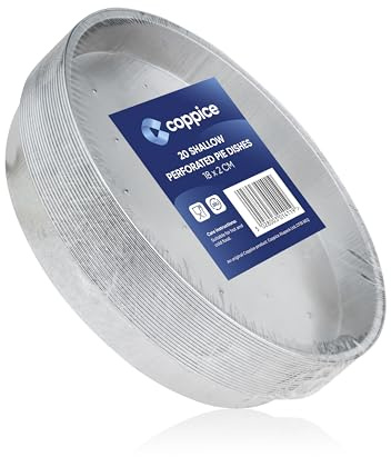 Coppice Shallow Perforated Aluminium Foil Pie Dish for Baking, Serving & Food Storage | 18cm x 2cm | Freezer, Microwave, Air Fryer & Oven Safe (10)