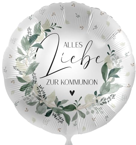 Premioloon Folienballon Alles Liebe zur Kommunion Greenery, ca. 43 cm - 81152