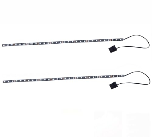 Vrabocry LED Streifen UV Computer Beleuchtung Molex-Anschluss, 2 Stück 50cm LED-Leiste für PC-Gehäuse-Beleuchtungsset