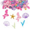 100Pcs Confettis de Table Sirène Décoration de Table pour Fête d'Anniversaire Enfant Fille Baby Shower