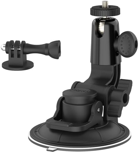 Dosvsi Kamera Auto Vakuum Saugnapf Halterung, Auto Action Kamera Saugnapf Halter, 360° Drehbar Verstellbarem Saugnapf Ständer mit 1/4 Schraube für Gopro Hero 11 10 9 8 Max 6 5, DSLR, DJI OSMO, Canon