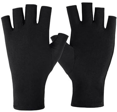 EUZUXU UV Gloves for Gel Nails, Anti UV Fingerless Gloves for Nail Art Skin Care, Gloves Protect Hands from UV Harm(Black)