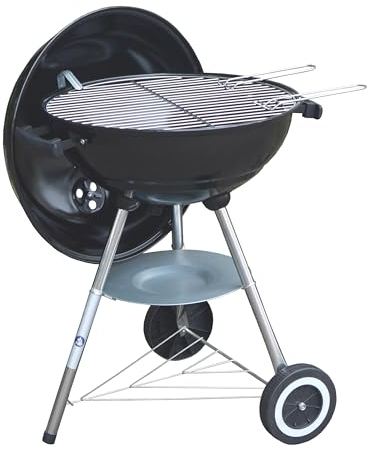 Charcoal Barbecue Grill with Trolley, Panana, Black (48 cm BIG Kettle Stove)