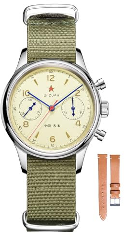 HEMUDU Seagull 1963 SS ST19 Uhrwerk, mechanischer Luftfahrt-Piloten-Chronograph, Saphir, 40 mm, 38 mm, Herrenuhr, 38 mm, Saphir, kein Schwanenhals, Retro